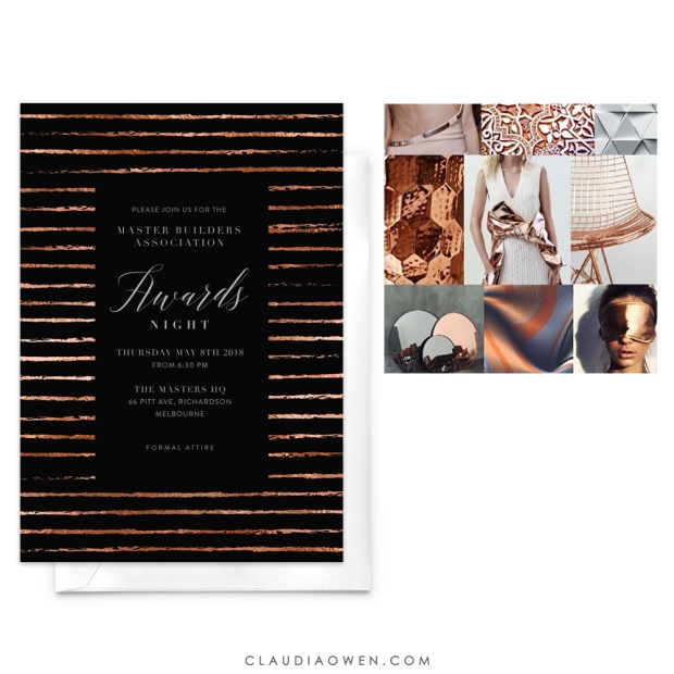 Copper Highlights Mood Board by Pattern Curator Card Design for Greenvelope Designed by Claudia Owen